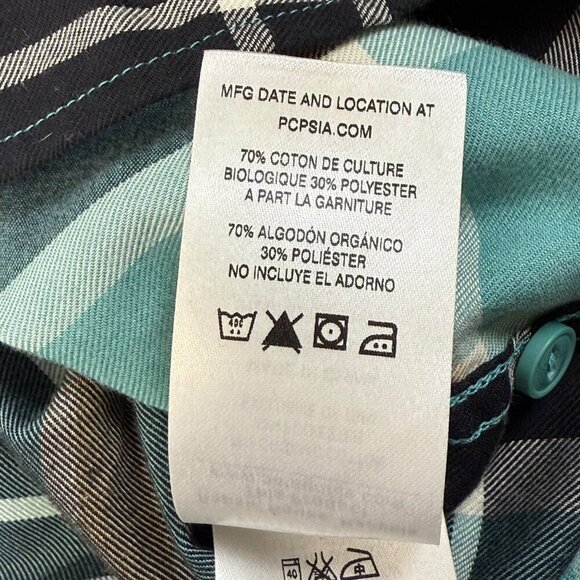 Patagonia Flannel Shirt Womens Sz M Blue Organic Cotton 1/2 Button LS Pullover - Picture 9 of 10